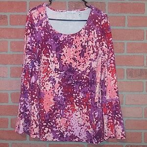 Isaac Mizrahi Live! floral long sleeve pink purple